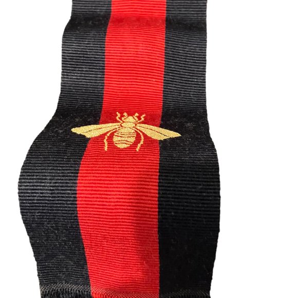 Gucci Wool Silk Web Bee Scarf Grey - Picture 2 of 2